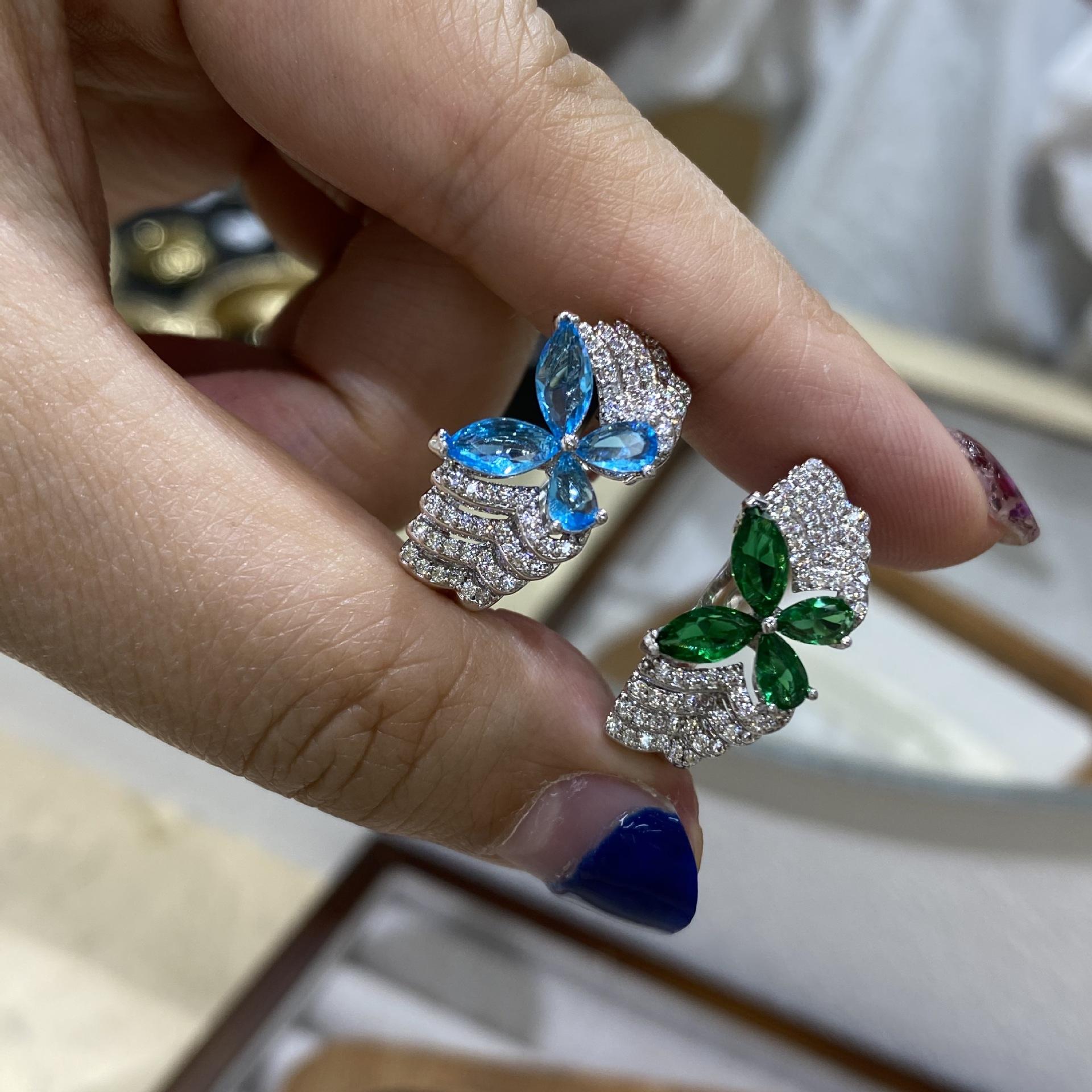 Butterfly Ring Inlaid Zircon Layered Luxury Jewelry Wholesale for Women