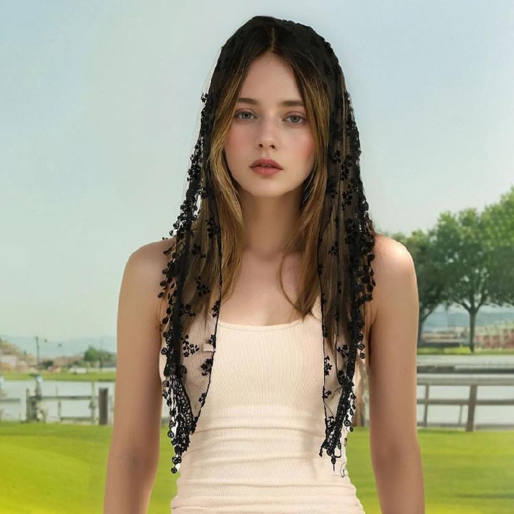 Cozy Featherweight Wedding Head Wrap In Enduring Black For Outdoor Summer Festivities