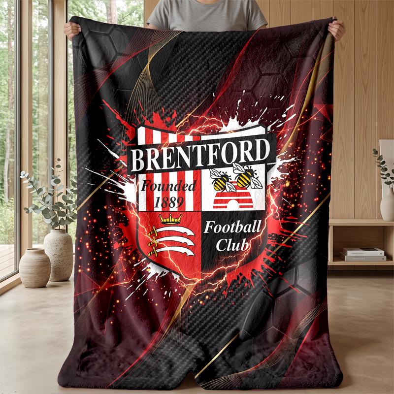 Brentford Football Print Flannel Blanket, Soft Warm Lightweight Throw Blanket for Sofa Bed Camping
