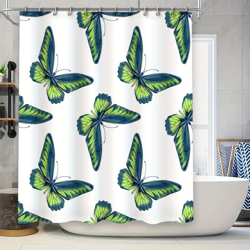

Floral Pattern Shower Curtain Bathroom Decor Waterproof Fabric Bath Mat Decoration New Arrival Home Accessories W60H190(CM)-1 Pcs