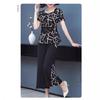 2024 Summer Chiffon Two-Piece Set: Short Sleeve Top & Nine-Point Pants for Moms