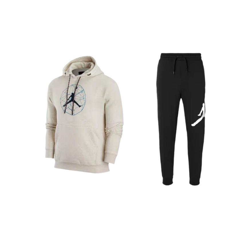 

Jordan Толстовка с капюшоном и длинными штанами на шнурке, повседневный спортивный комплект, унисекс, комплекты DX6595-141+DA6804-010 XXL