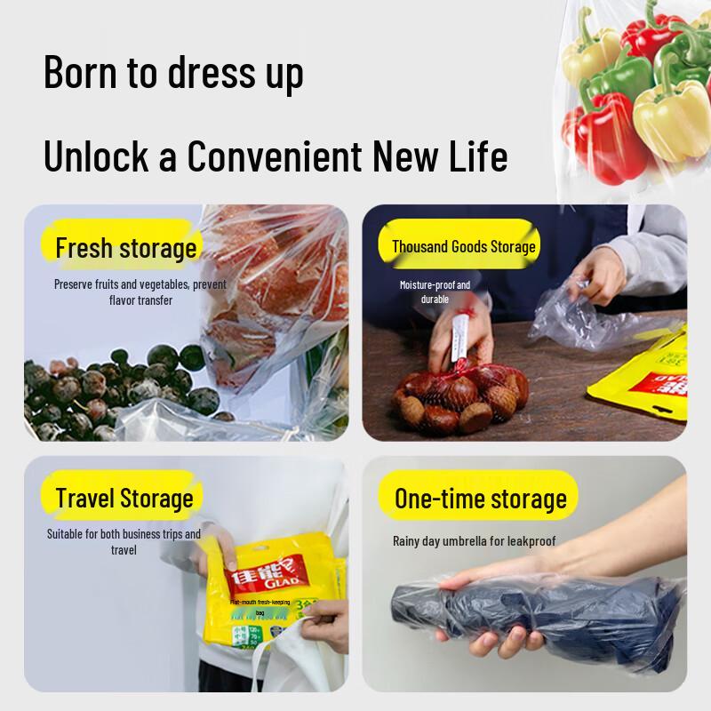 Glad Food Grade Vest-Style Fresh-keeping Bags, Large, 180 Count