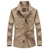Men's Long Sleeve Shirt Spring Loose Casual Men's Cotton Military Shirt Army Green Shirts Men
