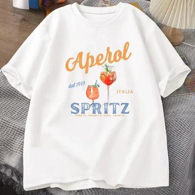 Aperol Spritz T-shirt Aperol Graphic Italian Style T Shirt Italy Summer Graphic Tee Breathable Casual Comfortable Printed Top