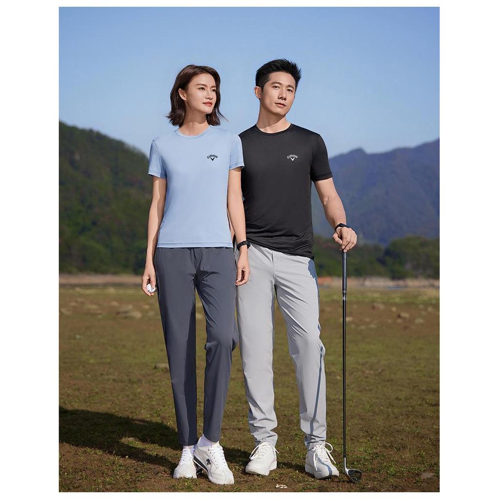 Callaway 2025 Summer Embroidery High-quality Golf Casual Sports Style Solid Color Round Neck Short Sleeved T-shirt