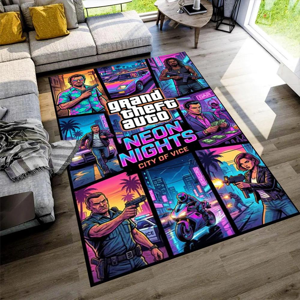 Grand Theft Auto Floor Rug Office Rug Design for Living Rooms Dining Room Bedrooms Playrooms Antislip Carpet Anime Office Decor