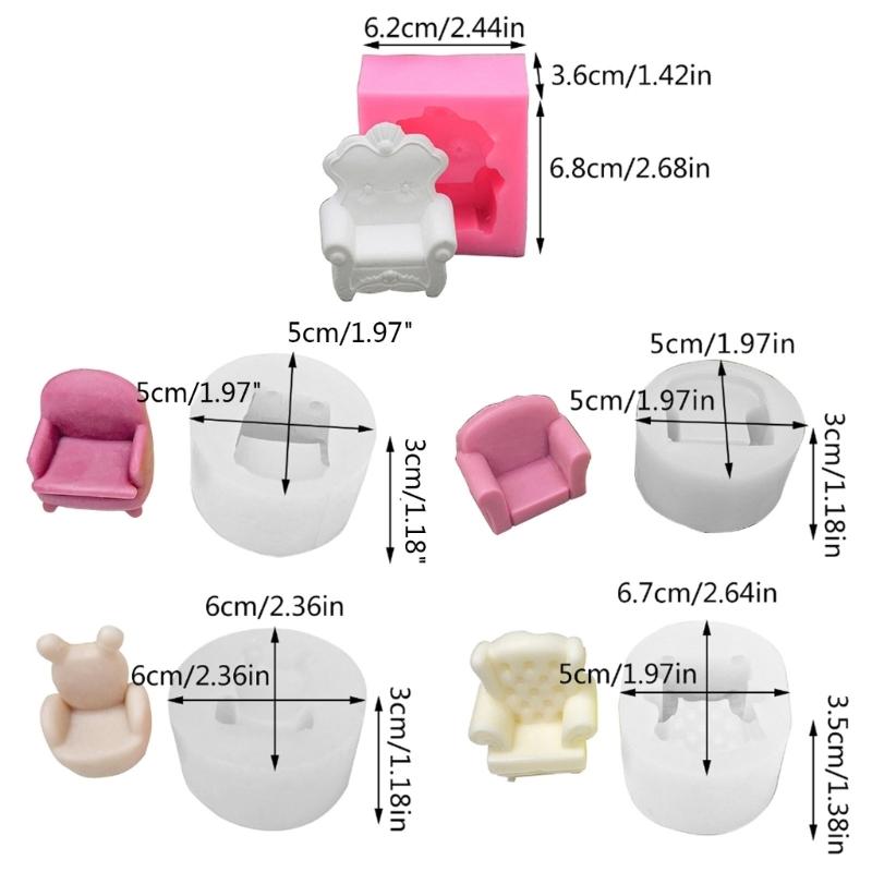 Mini Sofa Chair 3D Silicone Mold Flexible Candle Wax Soap Making Mould DIY Craft for Make Chocolates Hard Candy Dessert