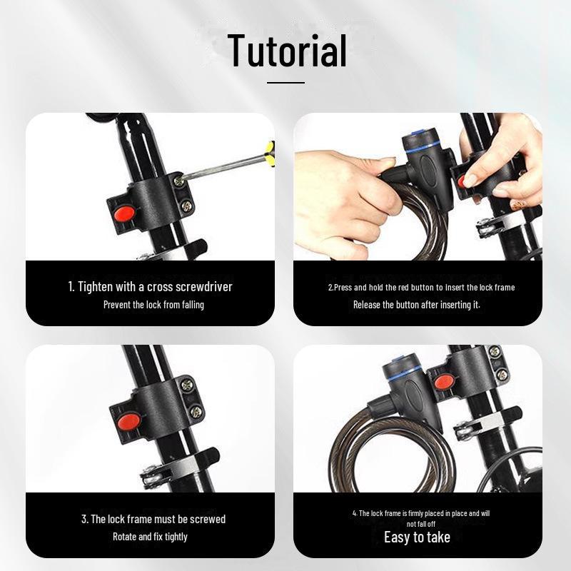 Electric Bike & Mountain Bike Anti-Theft Chain Lock: Portable and Secure Bicycle Battery Lock