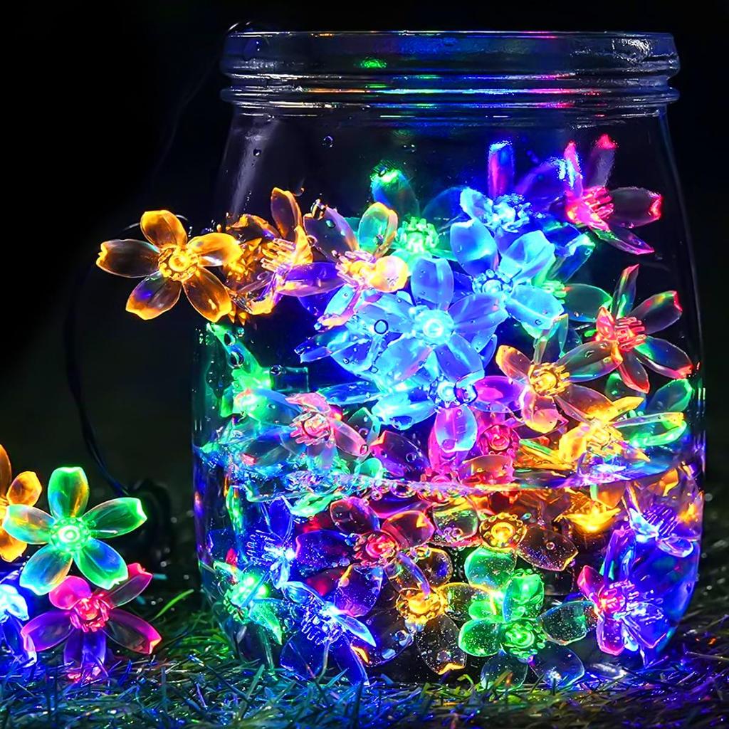 Super Bright Peach Blossom Garland Solar Led Colorful Lights Outdoor Decoration Mtltiple Sizes