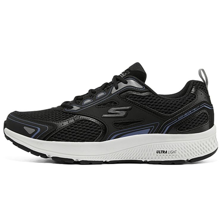 Skechers Go Run Consistent Men Black Blue Low Top Running Shoes Mesh Synthetic Leather Cushioning Wear Resistant 220036-BKBL 39.5