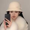 Black Bucket Hat Autumn Winter French Temperament Keeping Warm Bow Bucket Hat For Women