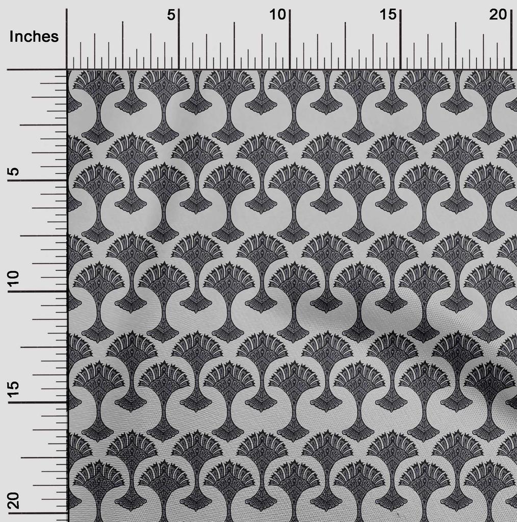 oneOone Cotton Flex Fabric Floral Block Printed Fabric 1 Yard 40 Inch Wide
