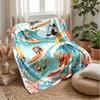 Surfing Dog Paradise Theme Blanket Lightweight Warm Flannel Blanket Decorative Throw Blanket for Home Decoration