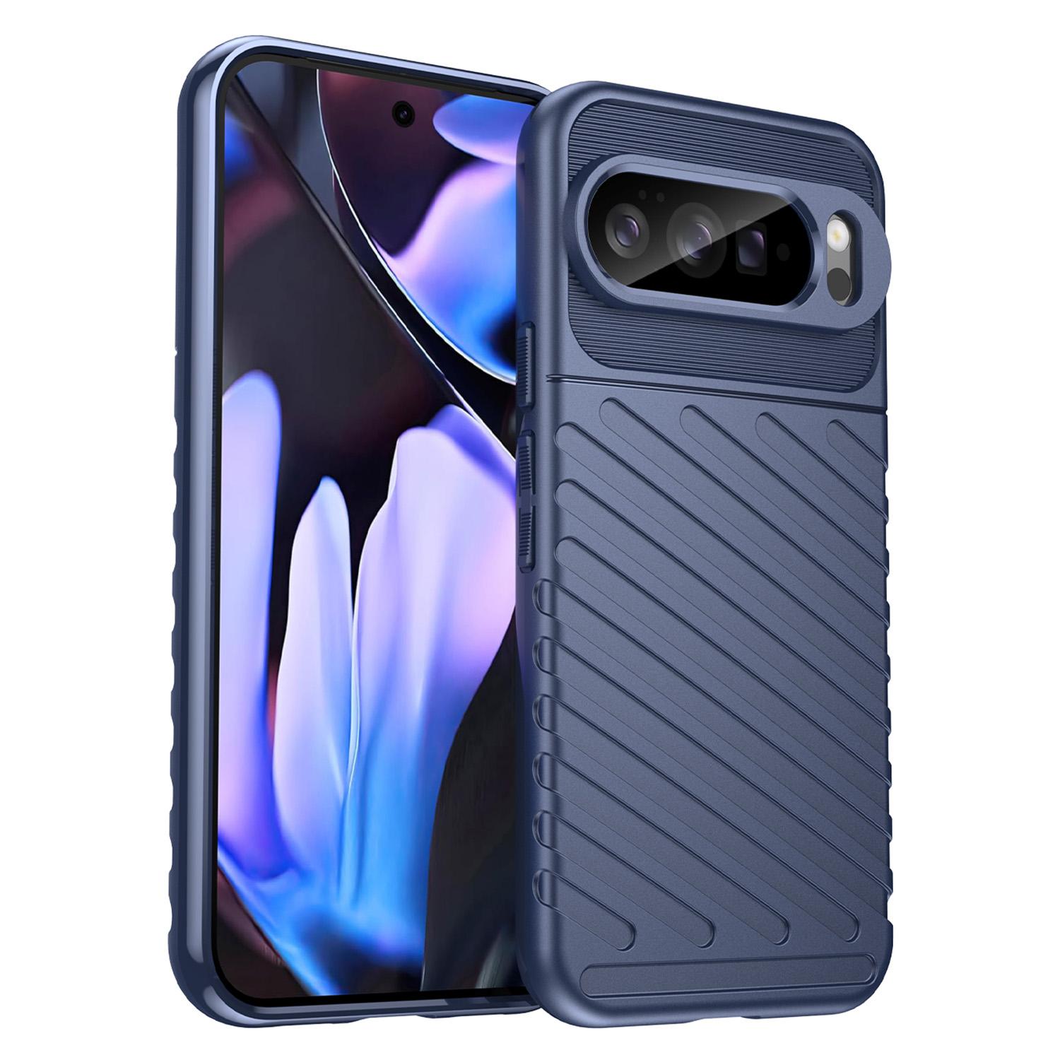 

For Google Pixel 10 Pro XL Case Twill Texture TPU Shockproof Protective Phone Cover Blue