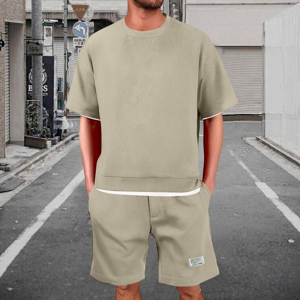 Herren Sommer Sport T-Shirt Anzug Täglich Lässig Kurzarm Shorts Zweiteiliger Anzug
