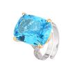 Jewelry Simulation Bird'S Nest Cut Sea Blue Treasure White Plated Blue Temperament Fat Square Set Main 15 * 20