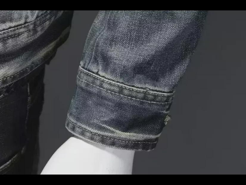 Europäische Retro Slim Fit Motorrad-Jeansjacke - Lässiger Reversmantel für Herren, trendiger Stil