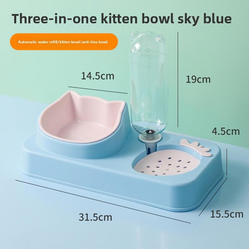 

New Pet Strawberry Cat Bowl, Automatic Drinking Water, No Wet Mouth, Pet Bowl, Anti-tipping Food Bowl, Pet Bowl and Dog Bowl Sky Blue