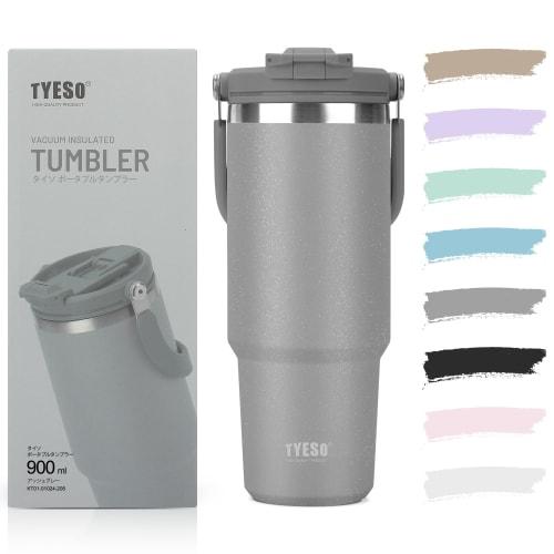 

TYESO Tumbler with Straw, 900ml Water Bottle, Keeps Drinks Hot or Cold, Large Capacity, Stainless Steel Bottle with Lid, Spill-Proof, Portable, Double