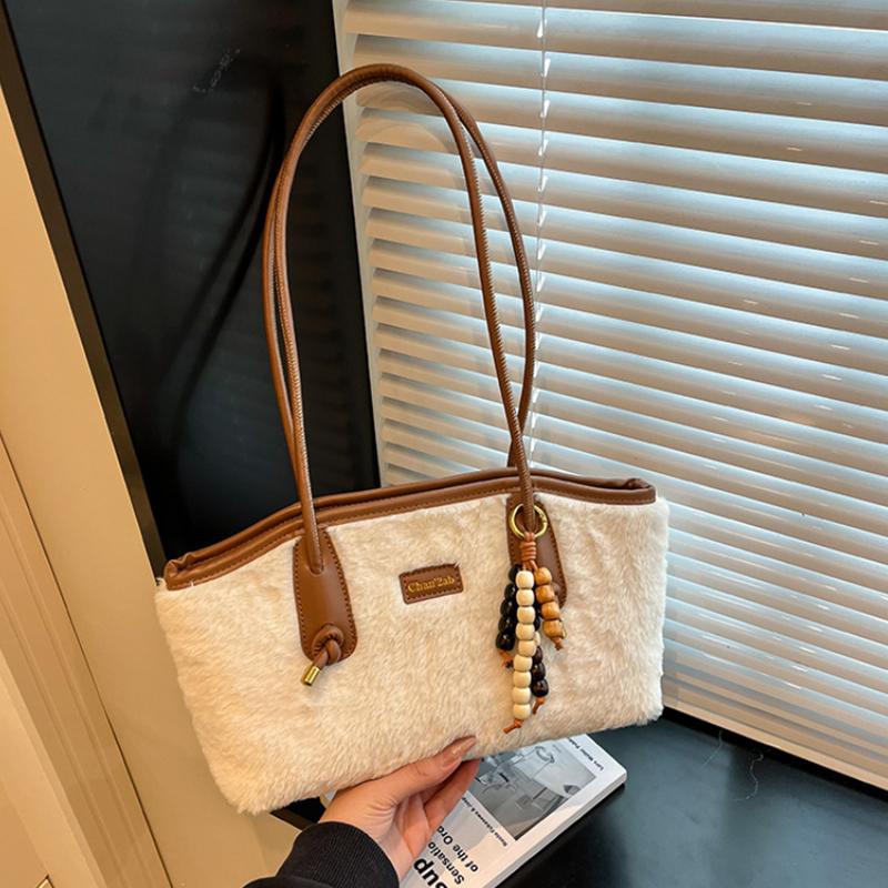 

Fashi Simple Single-shoulder Bag With Pendant New Design Zippered Casual Versatile Handbag Women s Commuter Bag Underarm Bag 30x10x18.5cm білий