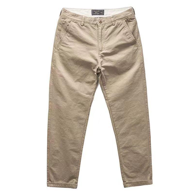 Men's Cropped Casual Pants Dark Grey Straight Slim Fit Business Commuter Trousers Daily Versatile