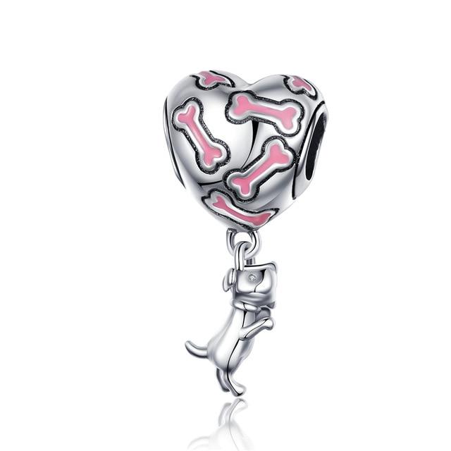 Zirconia Color Sterling Cane Animaletto Cane Cane Bulldog Perline Adatte Braccialetto da Polso Originale Ciondolo Gioielli Fai da Te Braccialetto da Polso alla Moda