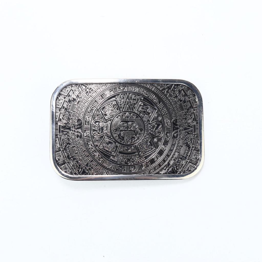 Zinc Western Cowboy Belt Buckle with National Flag and Turquoise Design