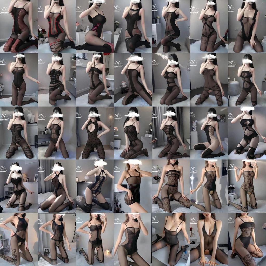 Tearable See-Through Lingerie Set: Tempting Stockings Bodysuit