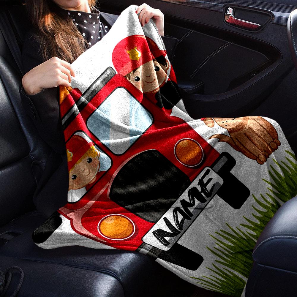 Custom Name firefighters Theme Printed Blanket - Perfect for Couch, Bed, Travel & Outdoor Use | Machine Washable, Cozy & Durable.