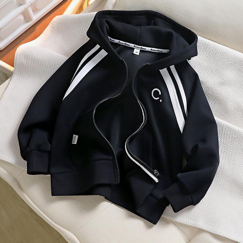 

Кардиган-свитшот для мальчиков в корейском стиле, весна-осень - Коллекция верхней одежды для детей 2025 110 чёрный