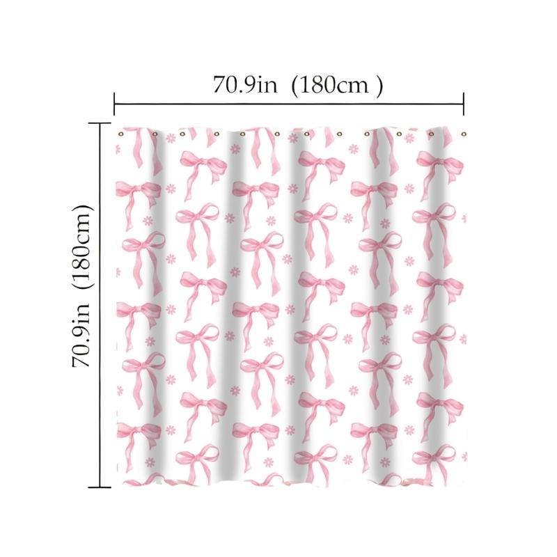 Waterproof Shower Curtain Vibranted Watercolor Bows Design Polyester Bathroom Decoration Easy To Clean