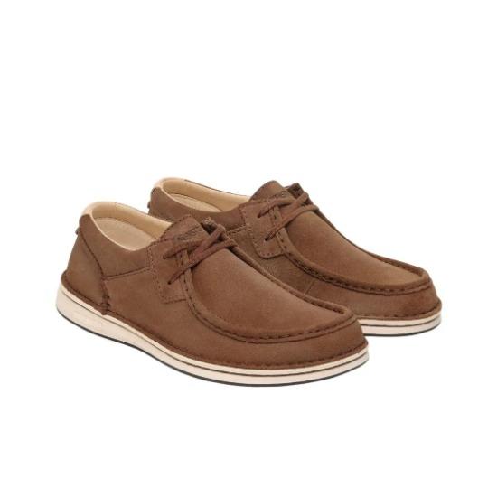 Birkenstock Pasadena Suede Lace Up Low Top Casual Shoes Brown Narrow Fit Unisex 1030873 37