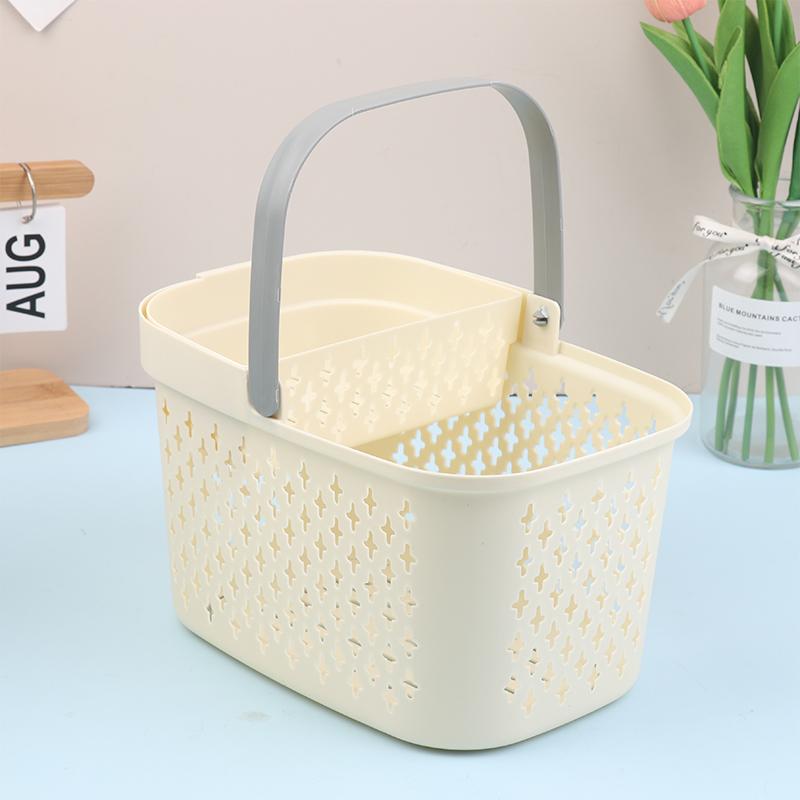 Cesto Organizer in Plastica con Manici Drenante Contenitore per Articoli da Toeletta Cesto Impilabile per Bagno Cucina Campeggio Palestra