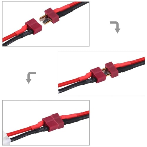 LIANHATA T-Type Connectors, Set of 2, 14AWG, 5cm Long, Silicone Jacket, Male (Female) To Female (Male) T-Plug Adapter, for RC Drone Batteries, Tamiya