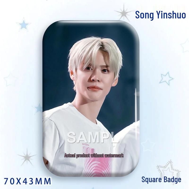 Stone Song Bajiji Laser Square Badge: Star Idol Brooch Pendant