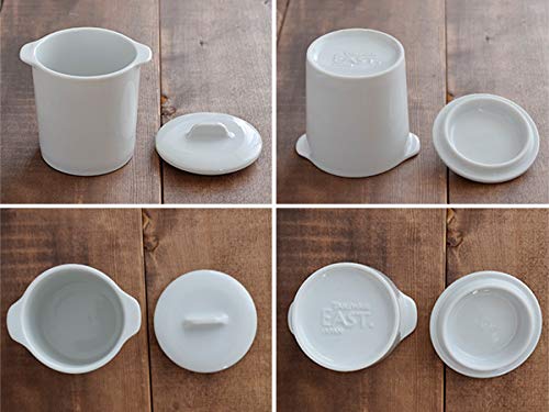 Nádobí East Chawanmushi Japonská kavárna ve stylu Japonekotto s víkem Sada 2 napařovací mísy Cocotte Polévka Cup Dezert Cup Set 2 s (Bílá, víko)