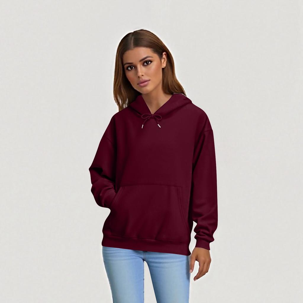 Dámská móda Denní ležérní mikina s dlouhým rukávem jednobarevná