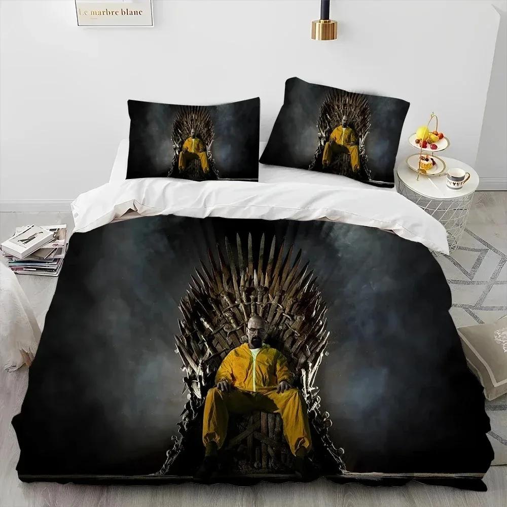 3D Breaking Bad Walter Hartwell Comforter Bedding Set,Duvet Cover Bed Set Quilt Cover Pillowcase,King Queen Size Bedding Set Boy