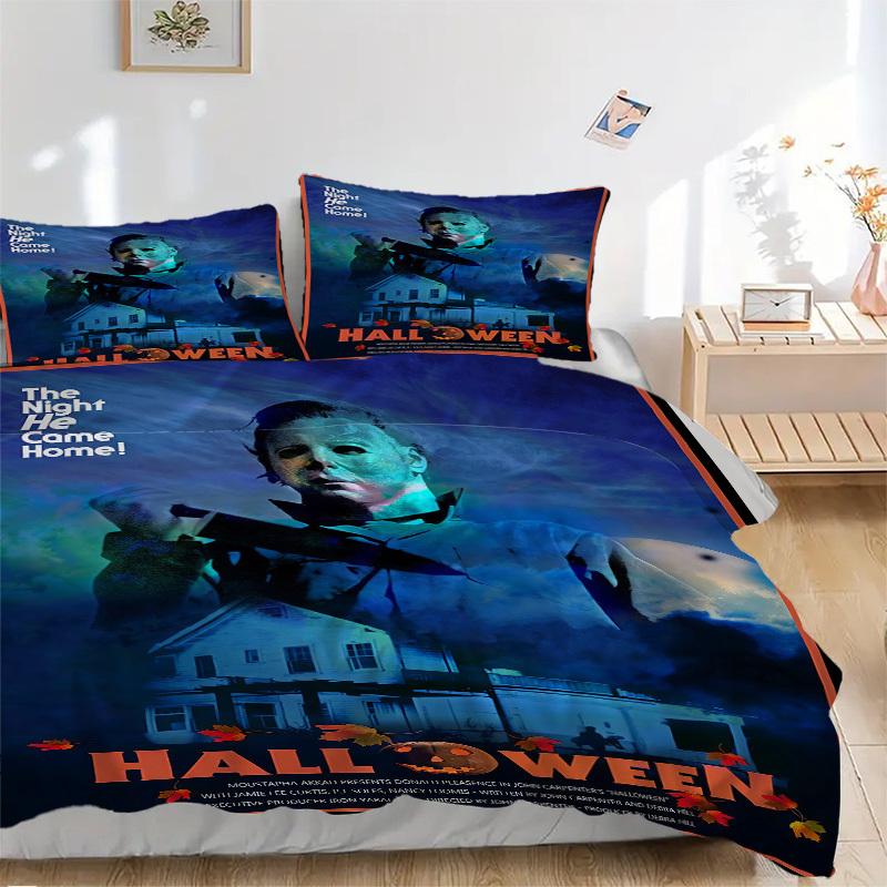 

Halloween Horror Movie Poster Bedding Set - 3 Piece Comforter Cover Gift for Bedroom,Includes No InsertB180 135x200cm