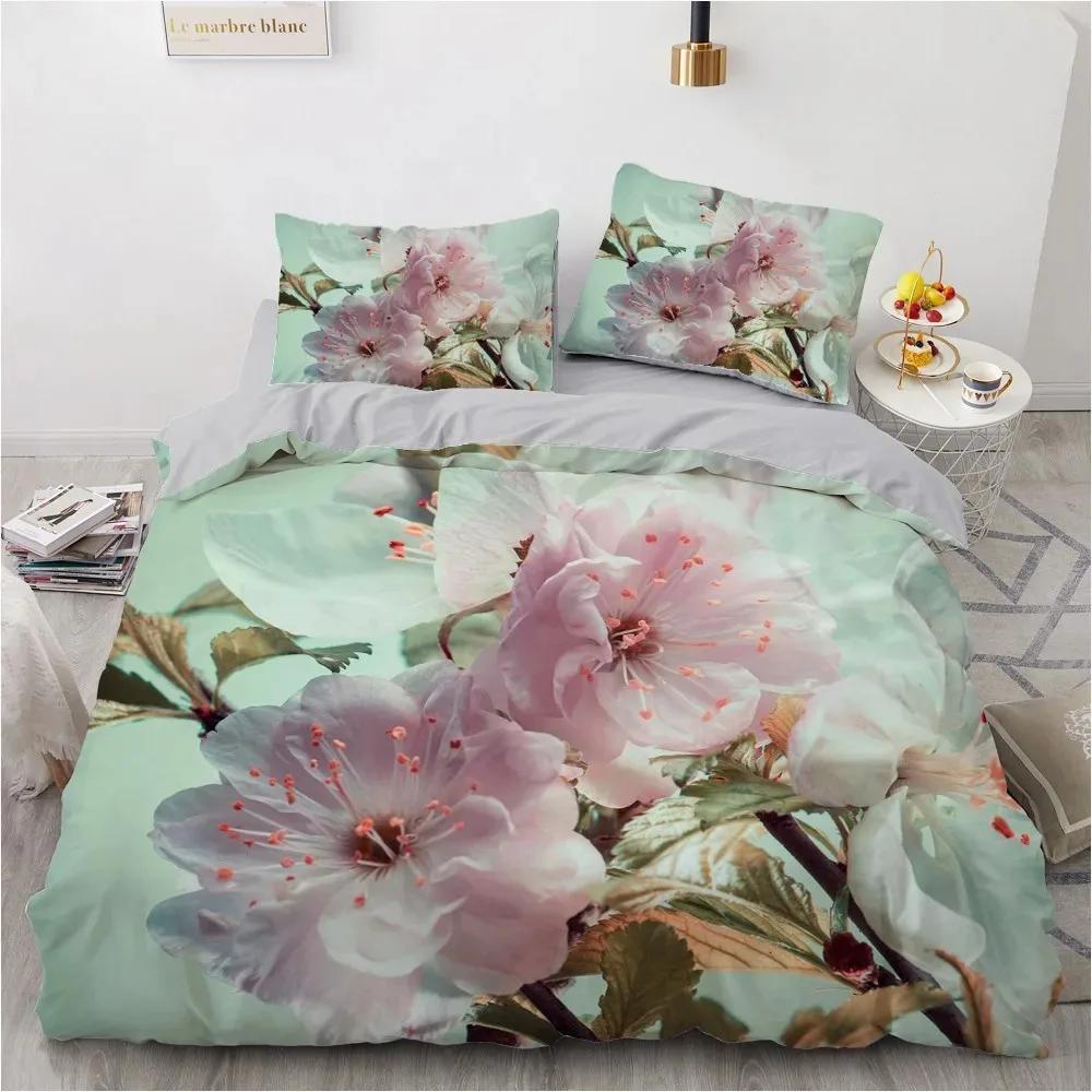 3D Flower Bedding Sets Black Duvet Quilt Cover Set Luxury Comforter Bed Linen Pillowcase Design Printed Valentine'S Day Bed Set