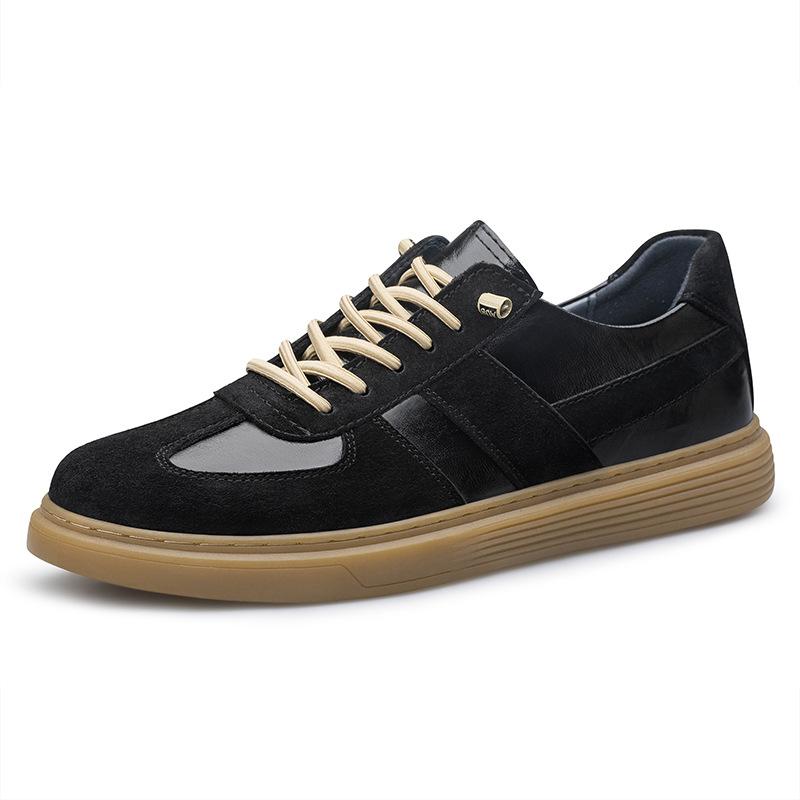 

82182 Men S Shoes Board Shoes Sports And Leisure Shoes Spring Low-Top Loafers Cowhide Flat-Soled Handmade Sports Shoes 45 чорний