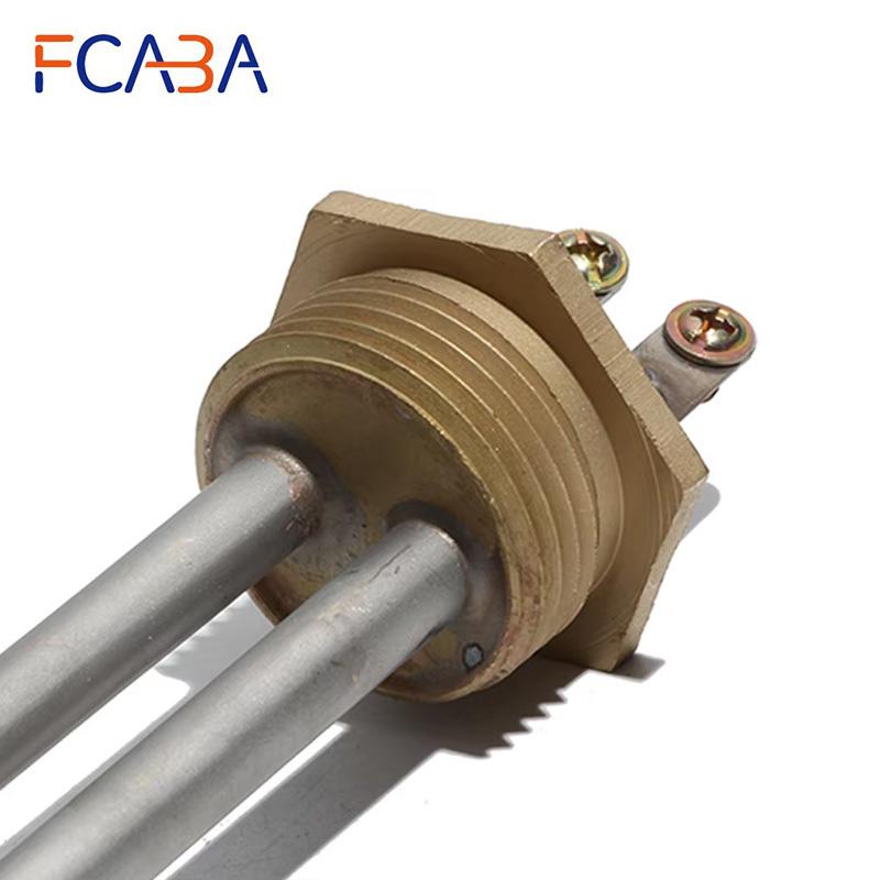 Tubo Riscaldante in Acciaio Inossidabile con Testa in Rame da 1 Pollice/32mm/DN25 Elemento Riscaldante Elettrico 110/220/380V per Scaldabagno 1/2/3/4/6KW