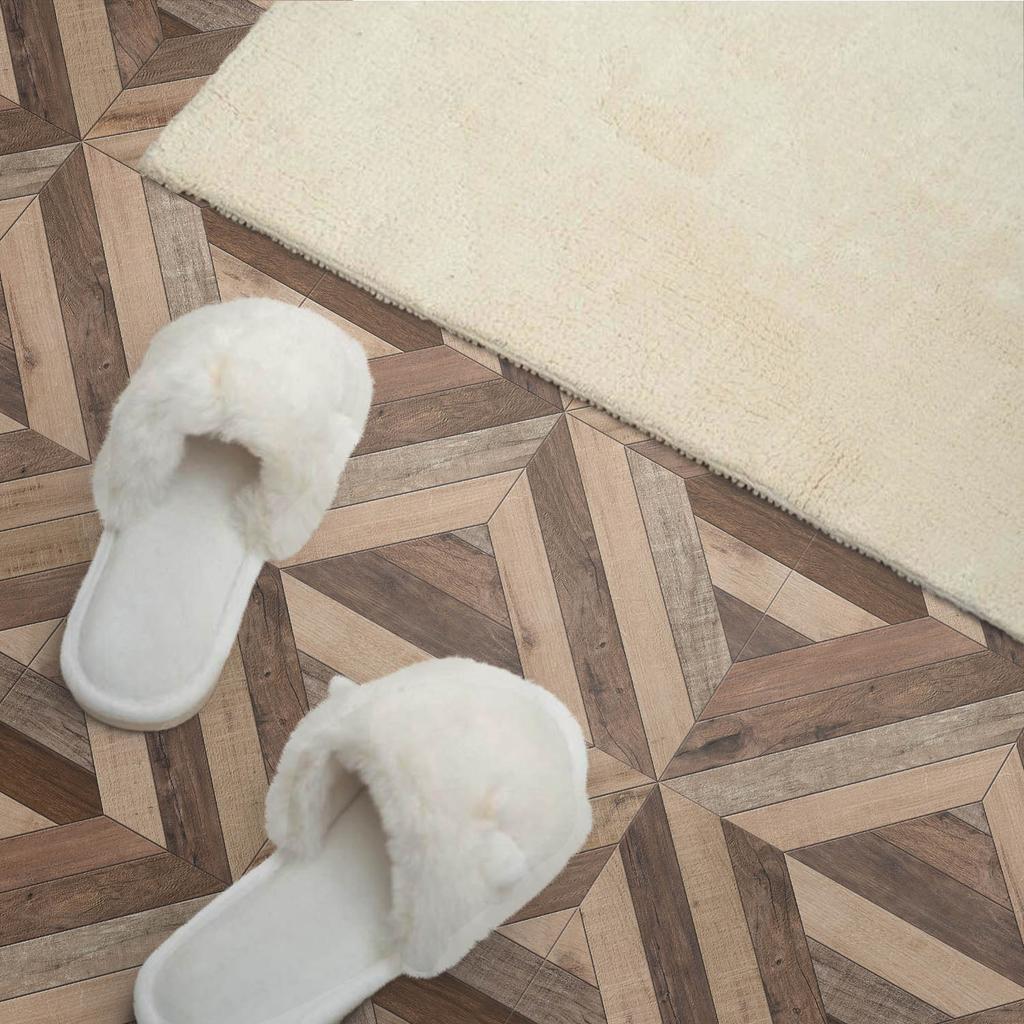 Set of Vinyl Tiles with Decor for Kitchen or Bathroom Wood Panel Pattern 6X60X30 Cm
