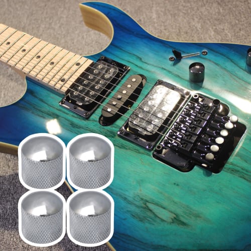 Yibuy 4-Pack Chrome Metal Dome Guitar Knobs for Electric Guitar Pickups