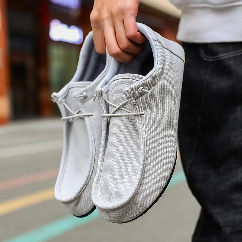 

YRZL парусиновые туфли с тонкой подошвой, мягкие, весна, осень, зима, мужские повседневные туфли на плоской подошве, легкие, удобные, модные, универсальные, мужские 43 светло-серый