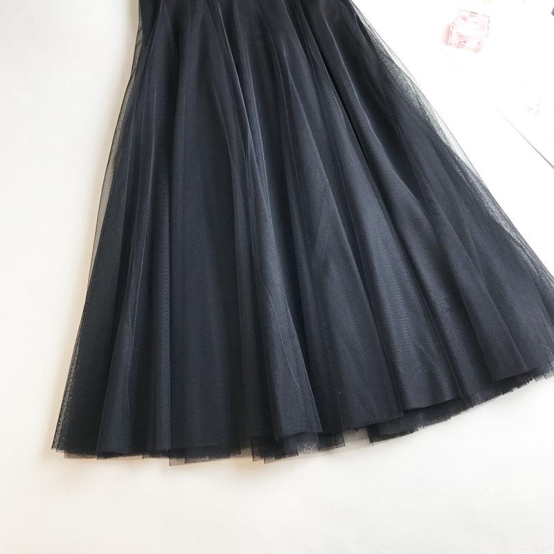Korean Summer 2023 Elastic Waist A-Line Tulle Skirt for Women