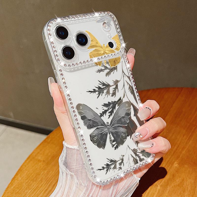 Creative Butterfly Pattern Phone Case For iPhone 17 Air 16e 16 14 15 13 17 Pro Max 15 16 Plus 17 Shockproof Bling Diamond Soft TPU Case Cover