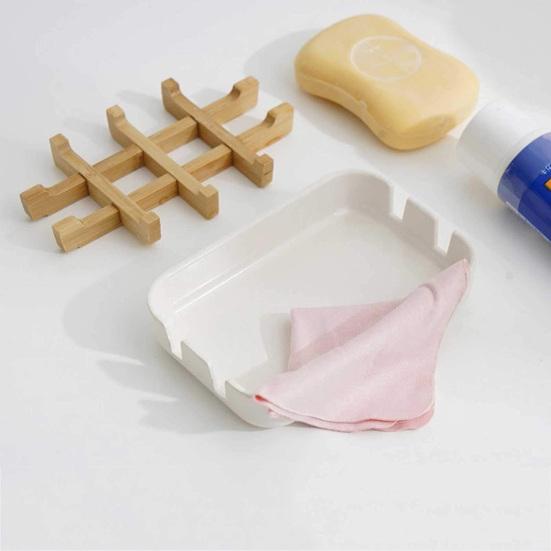 1/2Pcs Bamboo Soap Dish Shower Soap Bar Holder Bamboo Drain Rack Bathroom Soap Tray Anti-slip Bottom Soap Box