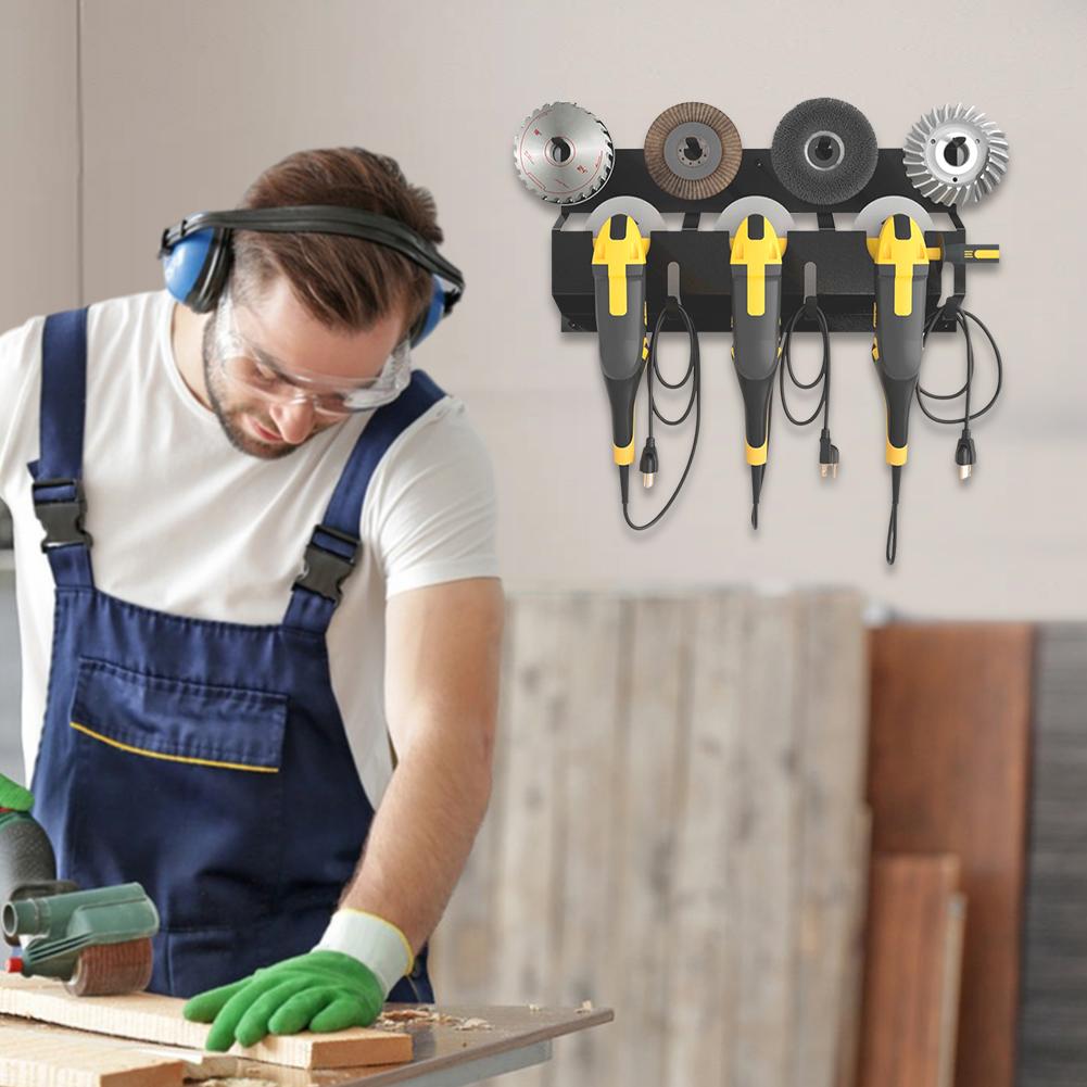Angle Grinder Holder Angle Grinder Wall Mount Bracket with Hook Angle Grinder Storage Rack Carbon Steel for Cutters Polishers